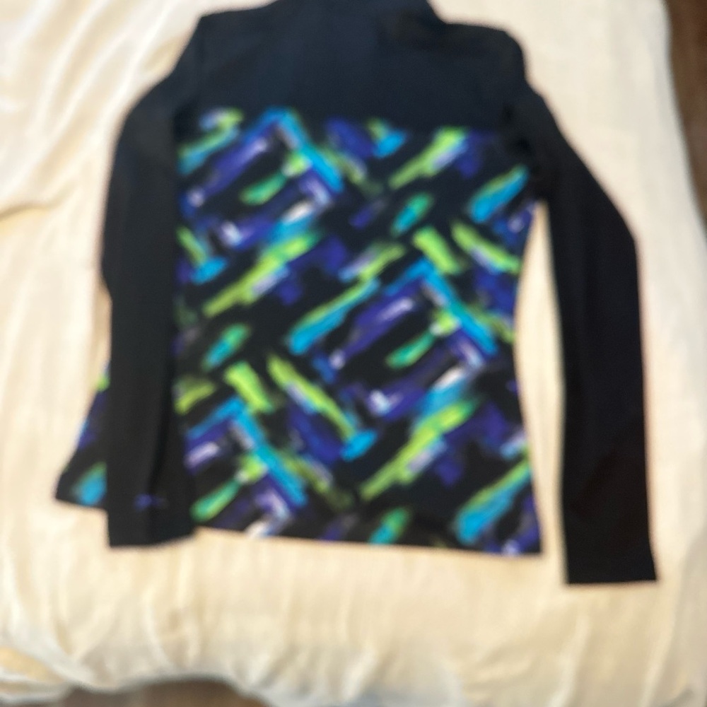 Colorful Patterned Long Sleeve Top, size S. Stretchy, comfy, soft, very nice fit